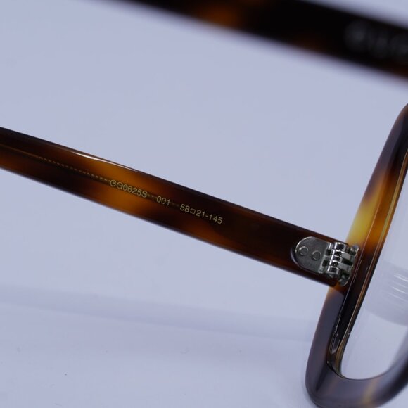 Gucci GG0625S 001 Sunglasses Havana Square Frame, Transparent Lenses - Picture 7 of 10